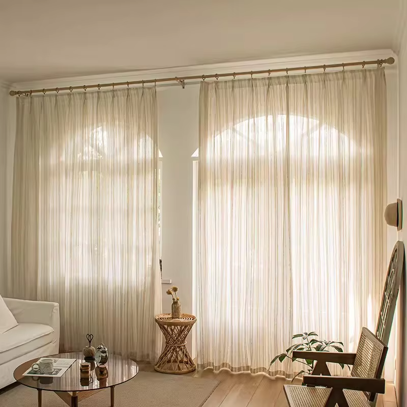 Linen Blackout Mori Style Curtains for Living Room, 