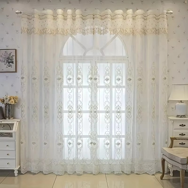 1pc INS Style White Embroidered Sheer Curtains