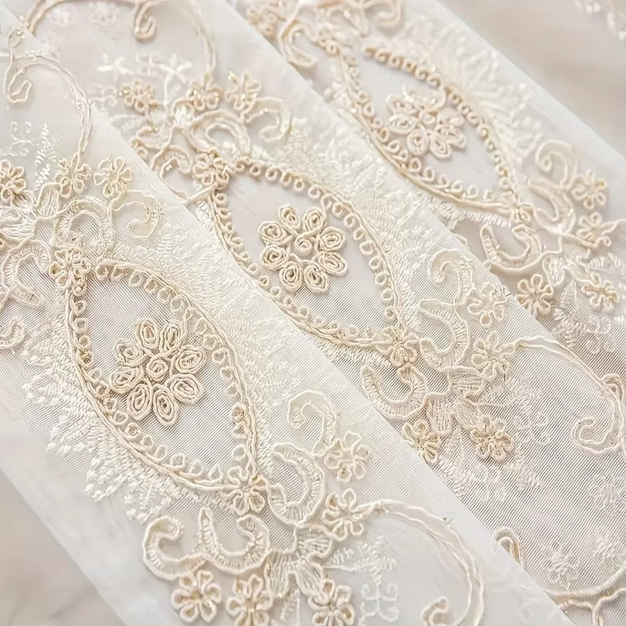 1pc INS Style White Embroidered Sheer Curtains
