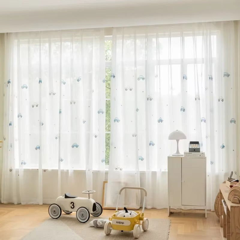 Cartoon Car Pattern Blackout Curtains for Kids Bedroom