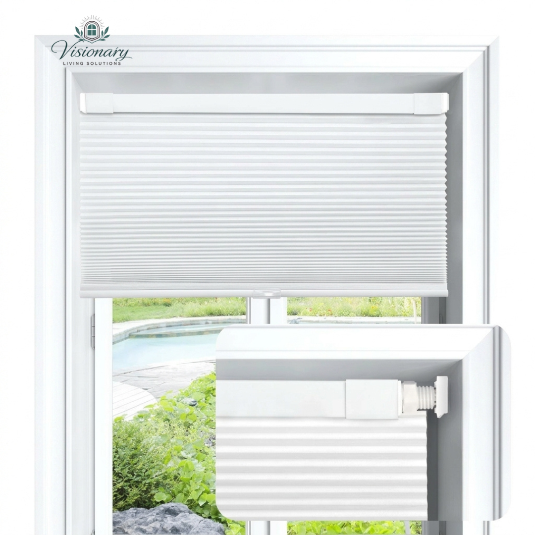 Visionary Living Solutions energy efficient honeycomb shades for insulation and temperature control