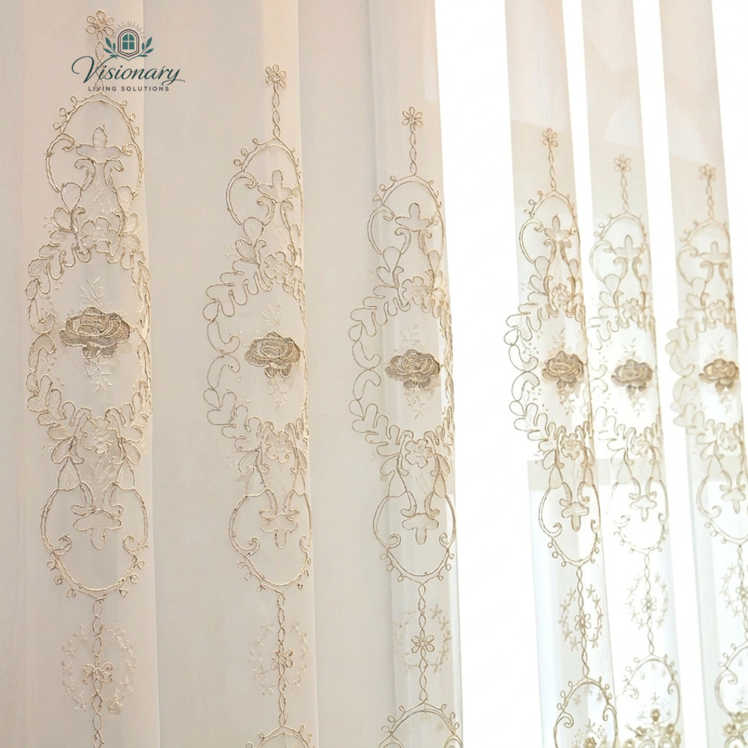 Visionary Living Solutions linen blackout curtains with full shading light control