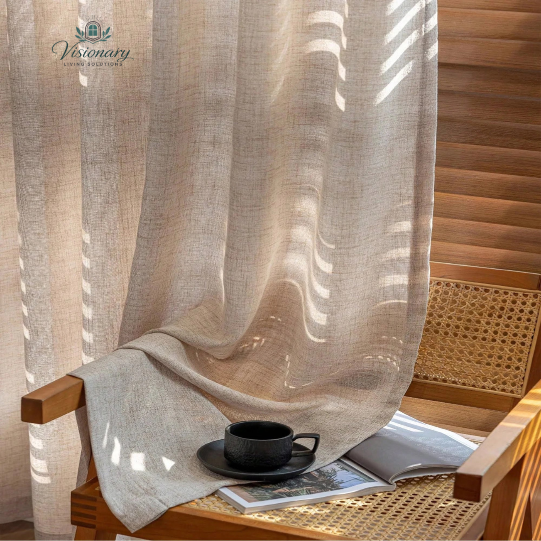 Visionary Living Solutions linen Mori style sheer curtains for living room windows