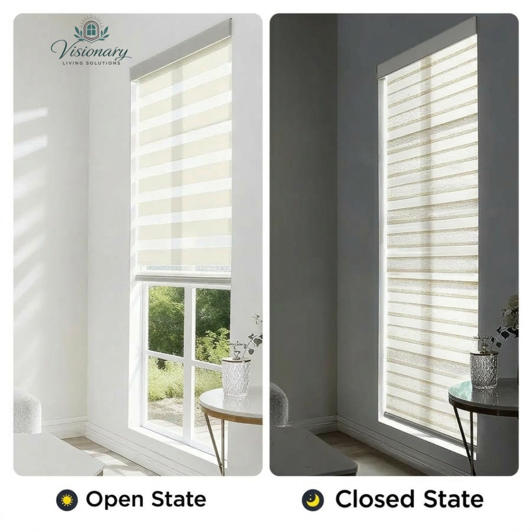 Visionary Living Solutions modern matte linen window shades for privacy and comfort