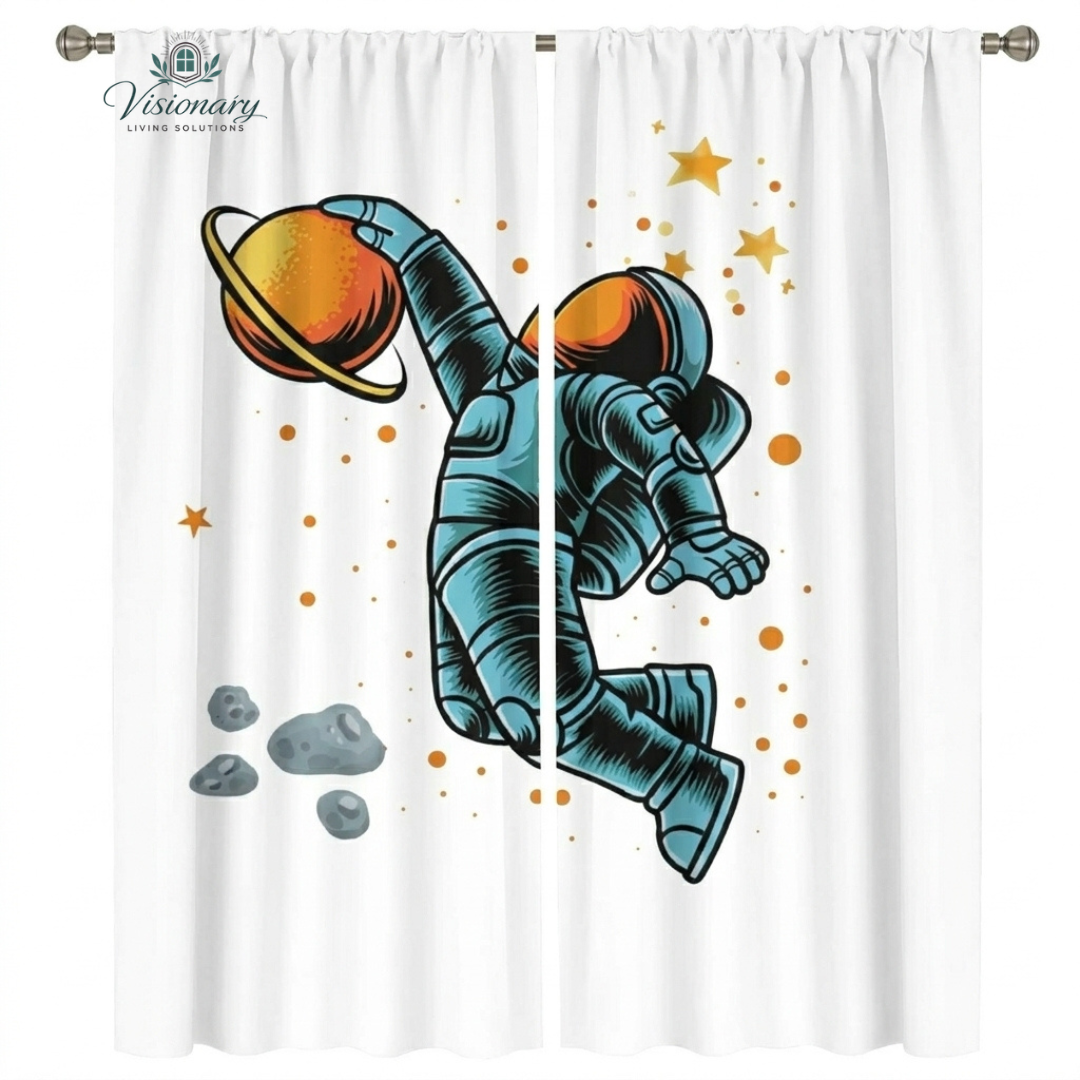 Visionary Living Solutions playful bear and bird printed blackout curtains for cozy kids bedroom decor